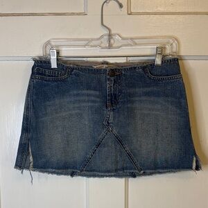 Abercrombie & Fitch Blue Denim Frayed Mini Skirt